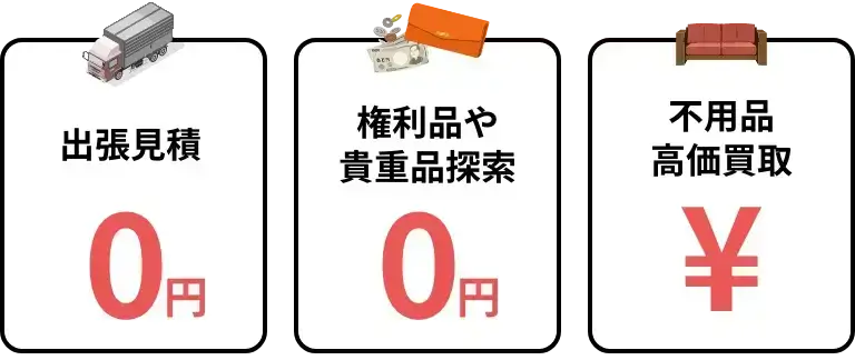 出張見積0円 権利品や貴重品探索0円 不用品高価買取